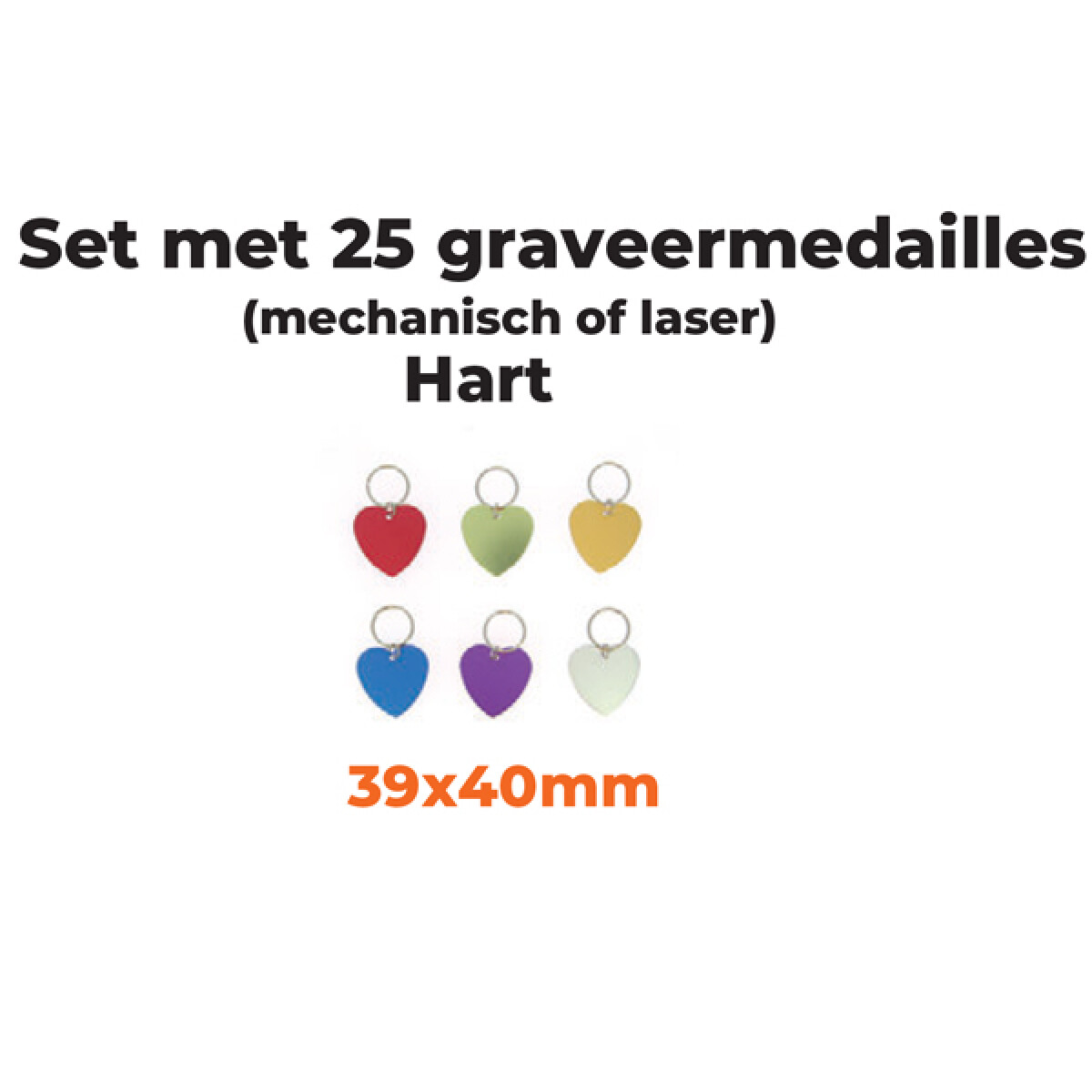 Set met 25 graveermedailles hart