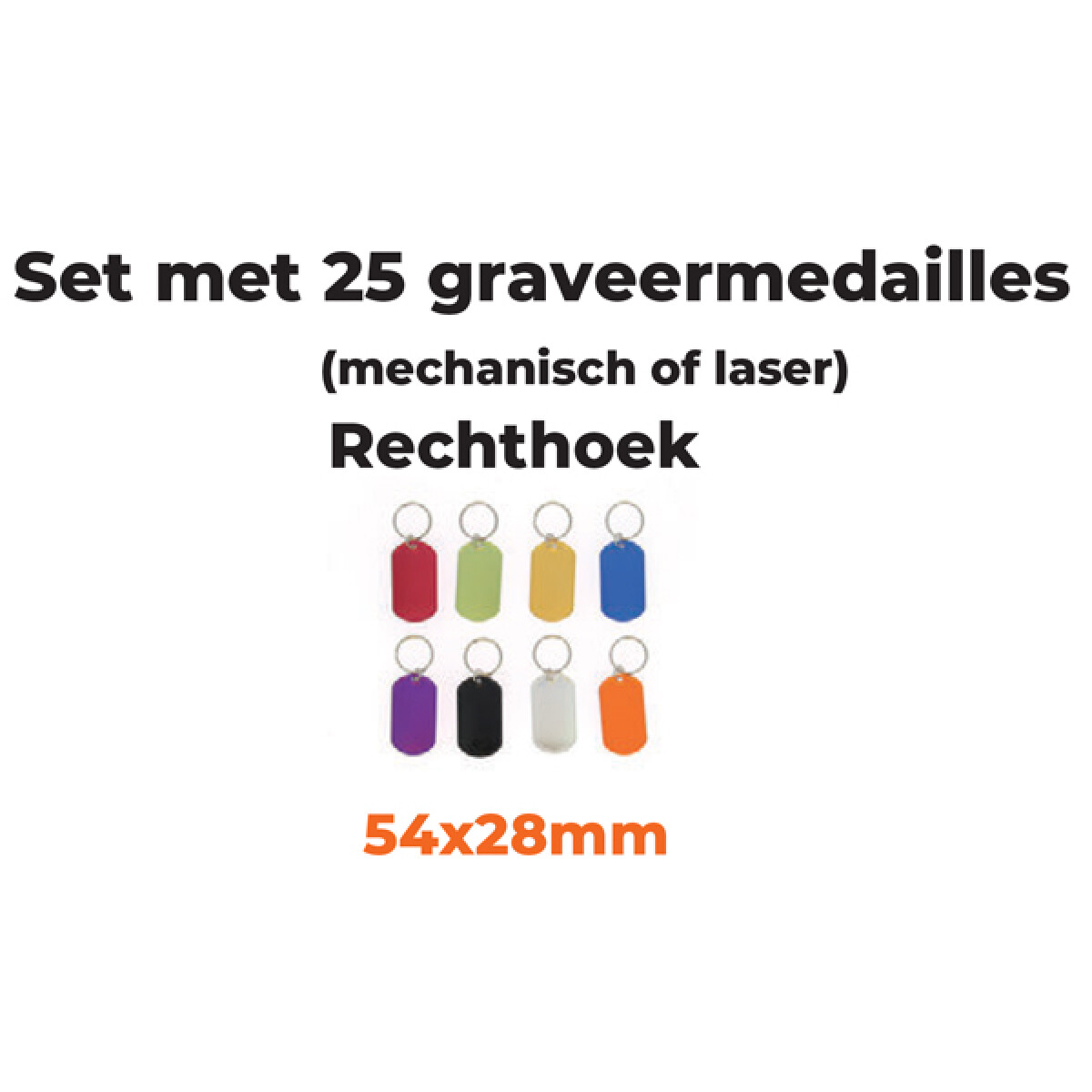 Set met 25 graveermedailles rechthoek